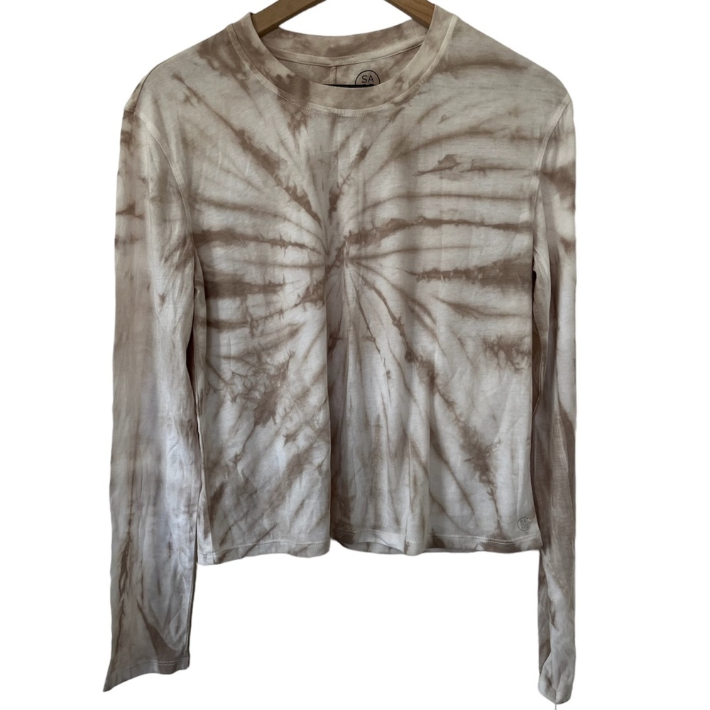 Sage collective tie dye long sleeve crew neck tee shirt